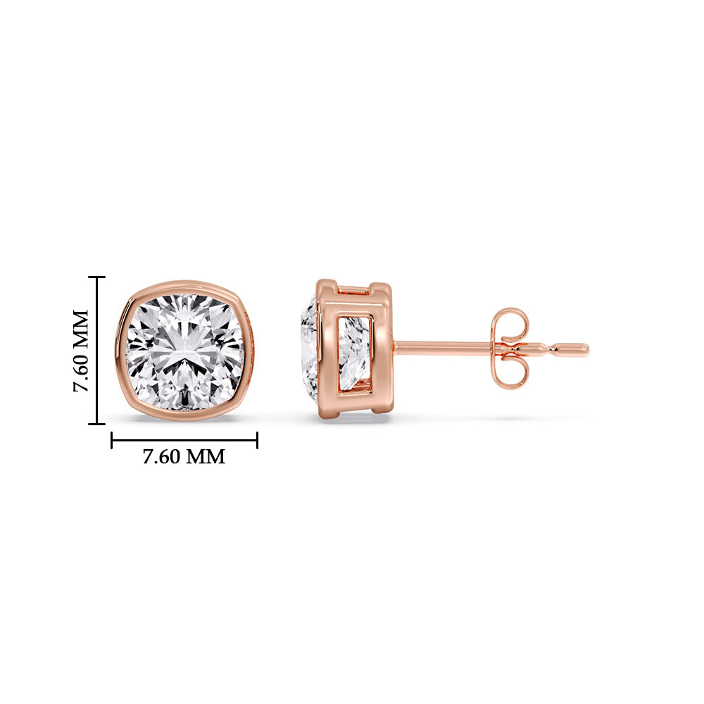 Bezel Set Cushion Diamond Stud Earrings Fascinating Diamonds