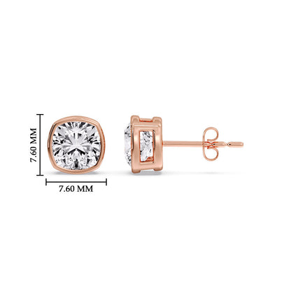 Bezel Set Cushion Diamond Stud Earrings Fascinating Diamonds