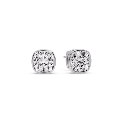 Bezel Set Cushion Diamond Stud Earrings Fascinating Diamonds
