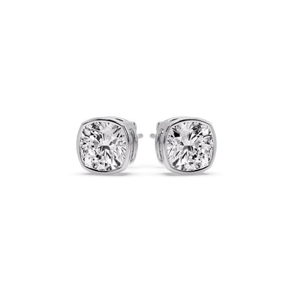 Bezel Set Cushion Diamond Stud Earrings Fascinating Diamonds