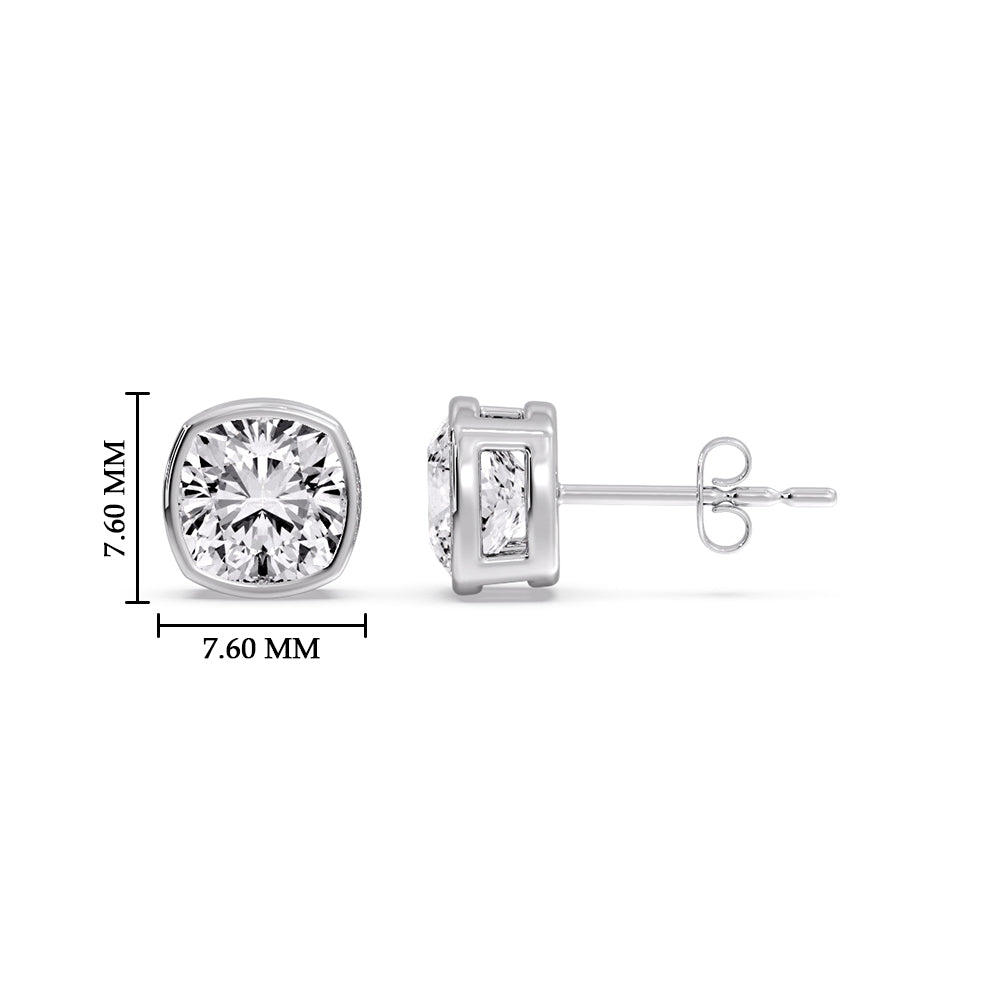 Bezel Set Cushion Diamond Stud Earrings Fascinating Diamonds
