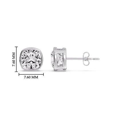 Bezel Set Cushion Diamond Stud Earrings Fascinating Diamonds
