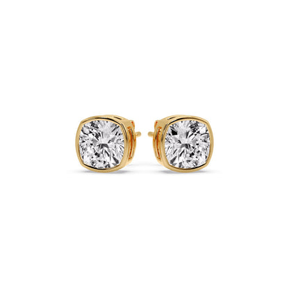 Bezel Set Cushion Diamond Stud Earrings Fascinating Diamonds