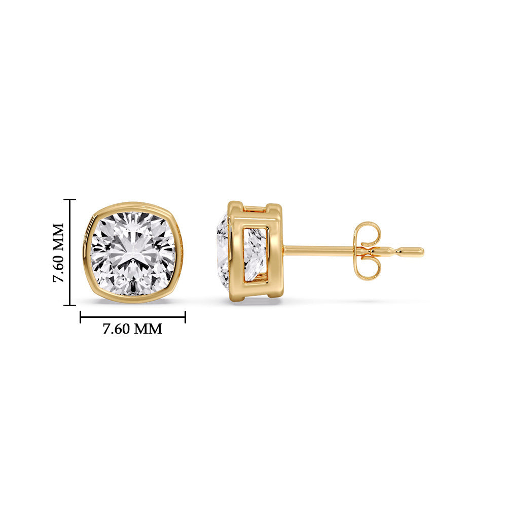 Bezel Set Cushion Diamond Stud Earrings Fascinating Diamonds