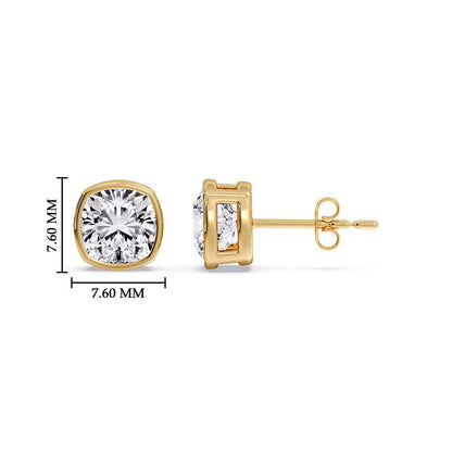 Bezel Set Cushion Diamond Stud Earrings Fascinating Diamonds