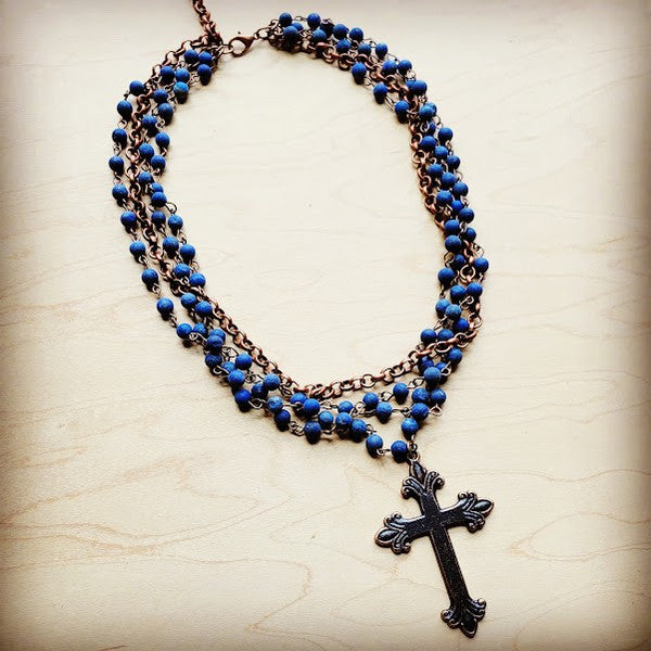 Blue Lapis Collar-Length with Copper Cross 255v Shop Style & More | Fresh Looks, Everyday Deals & Free Shipping