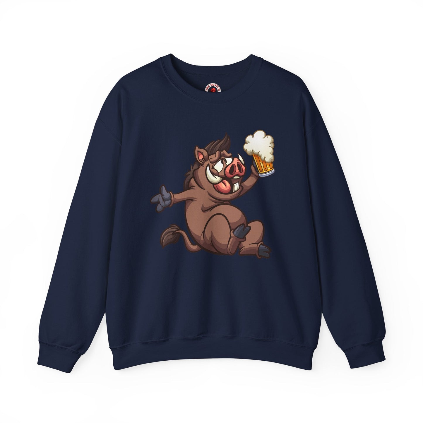 Beer Drinking Boar Crewneck Sweatshirt The Devil's Pickle