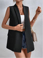 Women’s Mid-Length Suit Vest – Sleeveless Office Blazer FitiqueFit