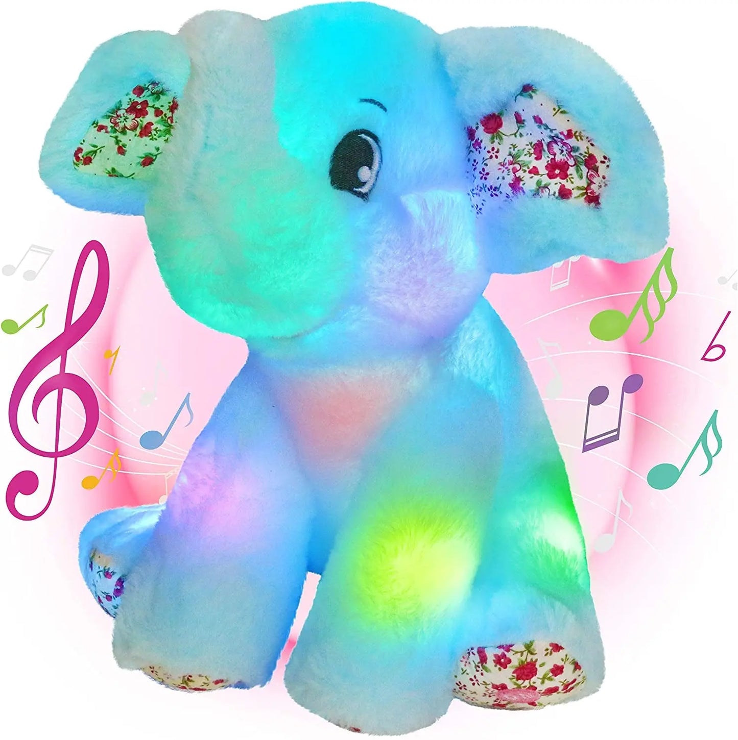 12-Inch Musical Light-Up Elephant Plush Toy - Adorable LED Nightlight with Lullabies for Kids - Perfect Gift for Birthdays and Special Occasions