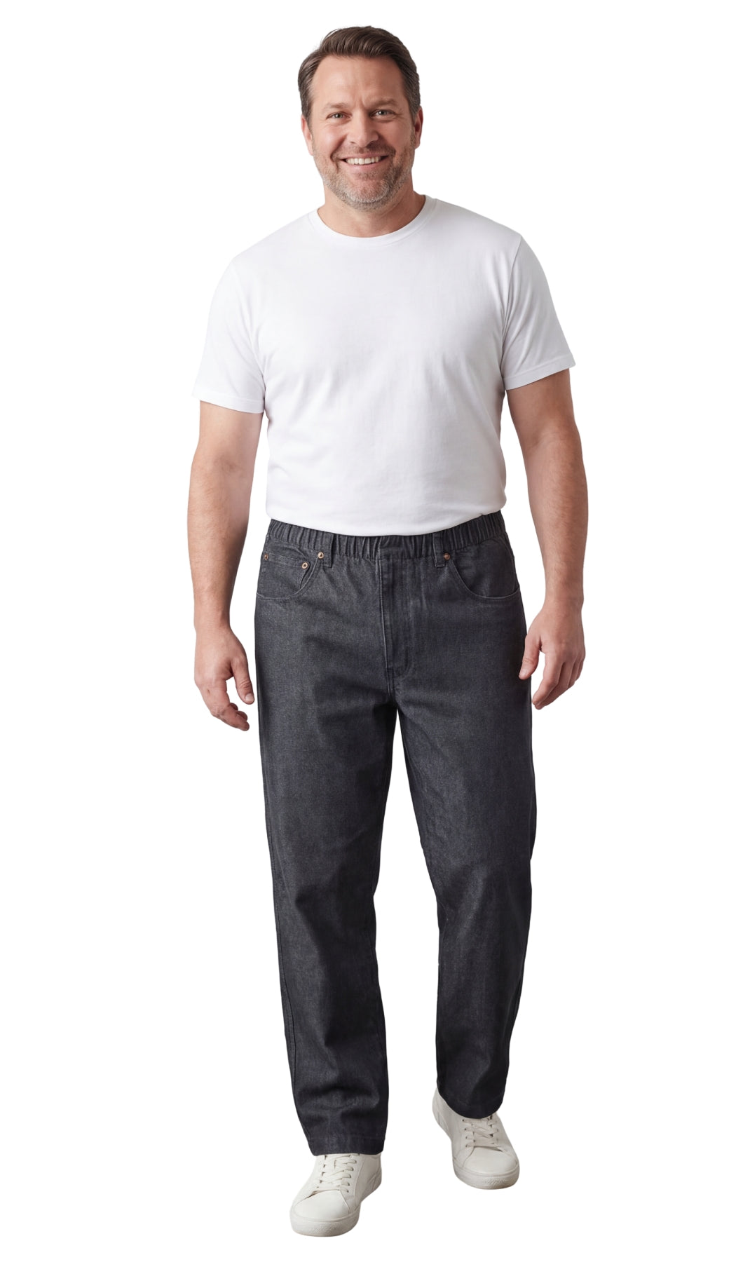 Men’s Lightweight Casual Elastic Waist Pull-On Jeans – Denim & Twill Pants with Easy Fit TURTLE BAY APPAREL