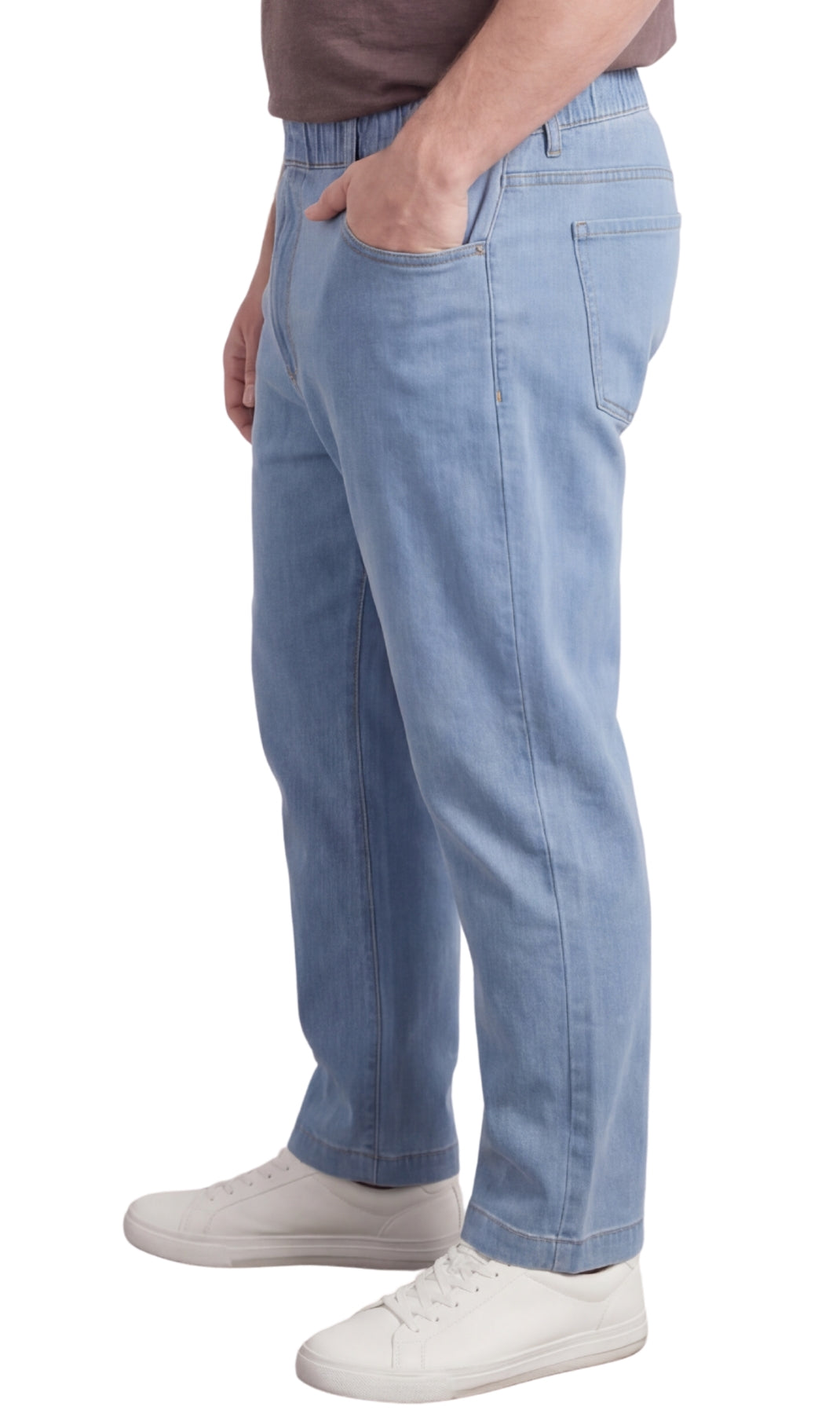 Men’s Lightweight Casual Elastic Waist Pull-On Jeans – Denim & Twill Pants with Easy Fit TURTLE BAY APPAREL
