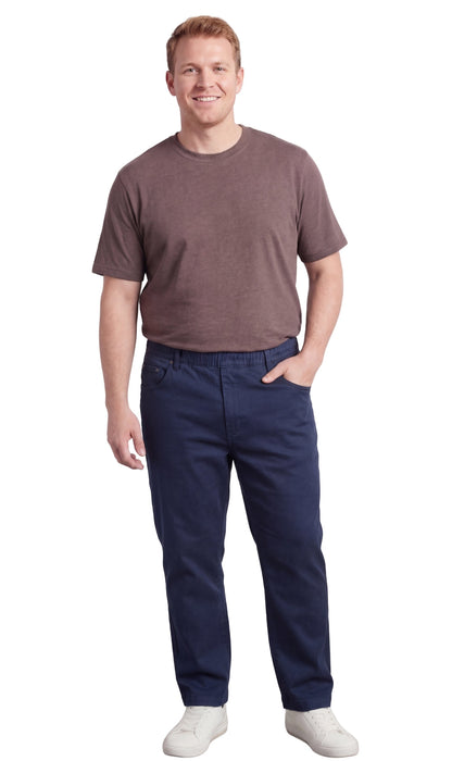 Men’s Lightweight Casual Elastic Waist Pull-On Jeans – Denim & Twill Pants with Easy Fit TURTLE BAY APPAREL