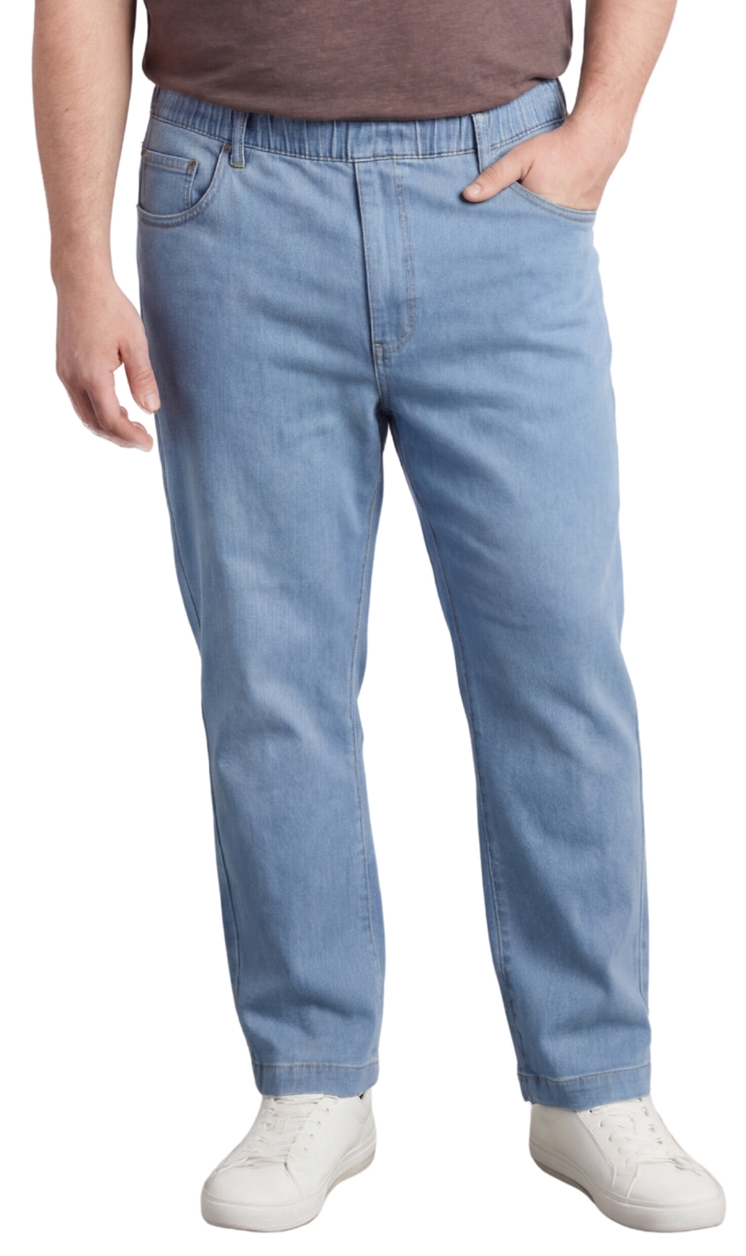 Men’s Lightweight Casual Elastic Waist Pull-On Jeans – Denim & Twill Pants with Easy Fit TURTLE BAY APPAREL