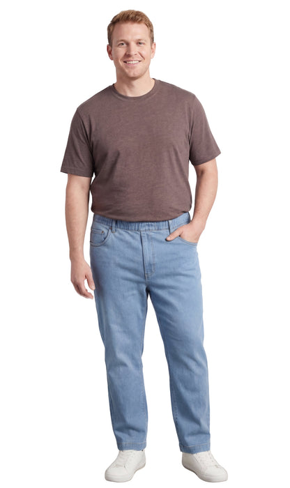 Men’s Lightweight Casual Elastic Waist Pull-On Jeans – Denim & Twill Pants with Easy Fit TURTLE BAY APPAREL