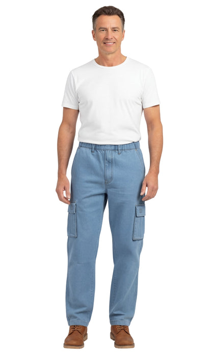 Men's Lightweight Double Cargo Pocket Pull-On Jeans TURTLE BAY APPAREL