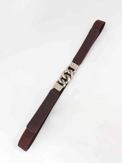 ElegantStyle Zinc Alloy Buckle Elastic PU Belt – Versatile and Stylish Accessory See size chart under “more details” The Fashion Celestial