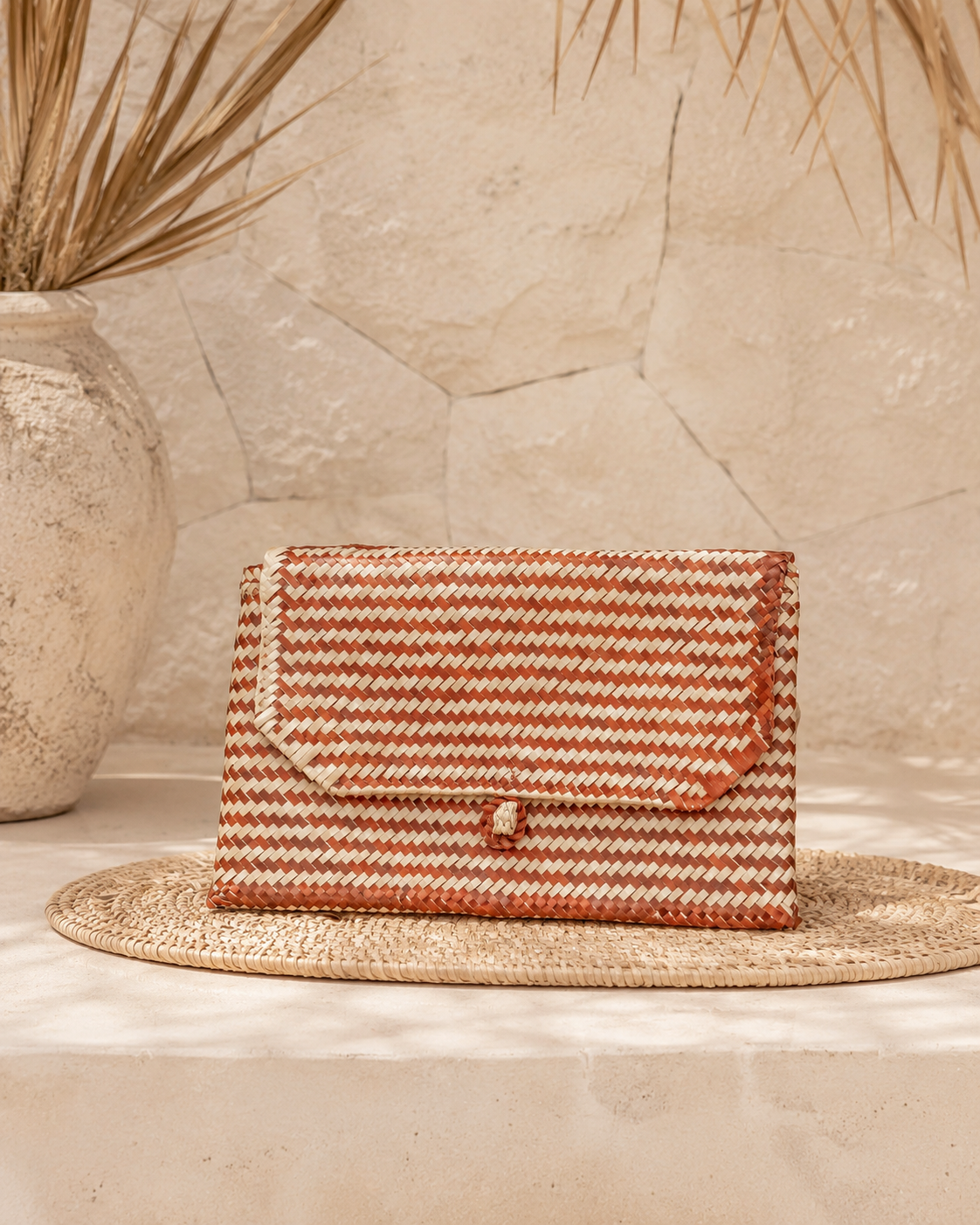 Stripes Rattan Clutch Village Thrive
