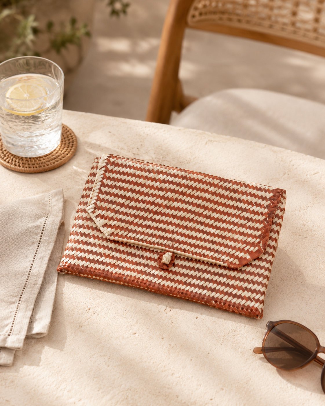 Stripes Rattan Clutch Village Thrive