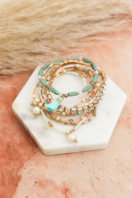 Sweet Pastel Studded Beads Layered Bracelet Shop Style & More | Fresh Looks, Everyday Deals & Free Shipping