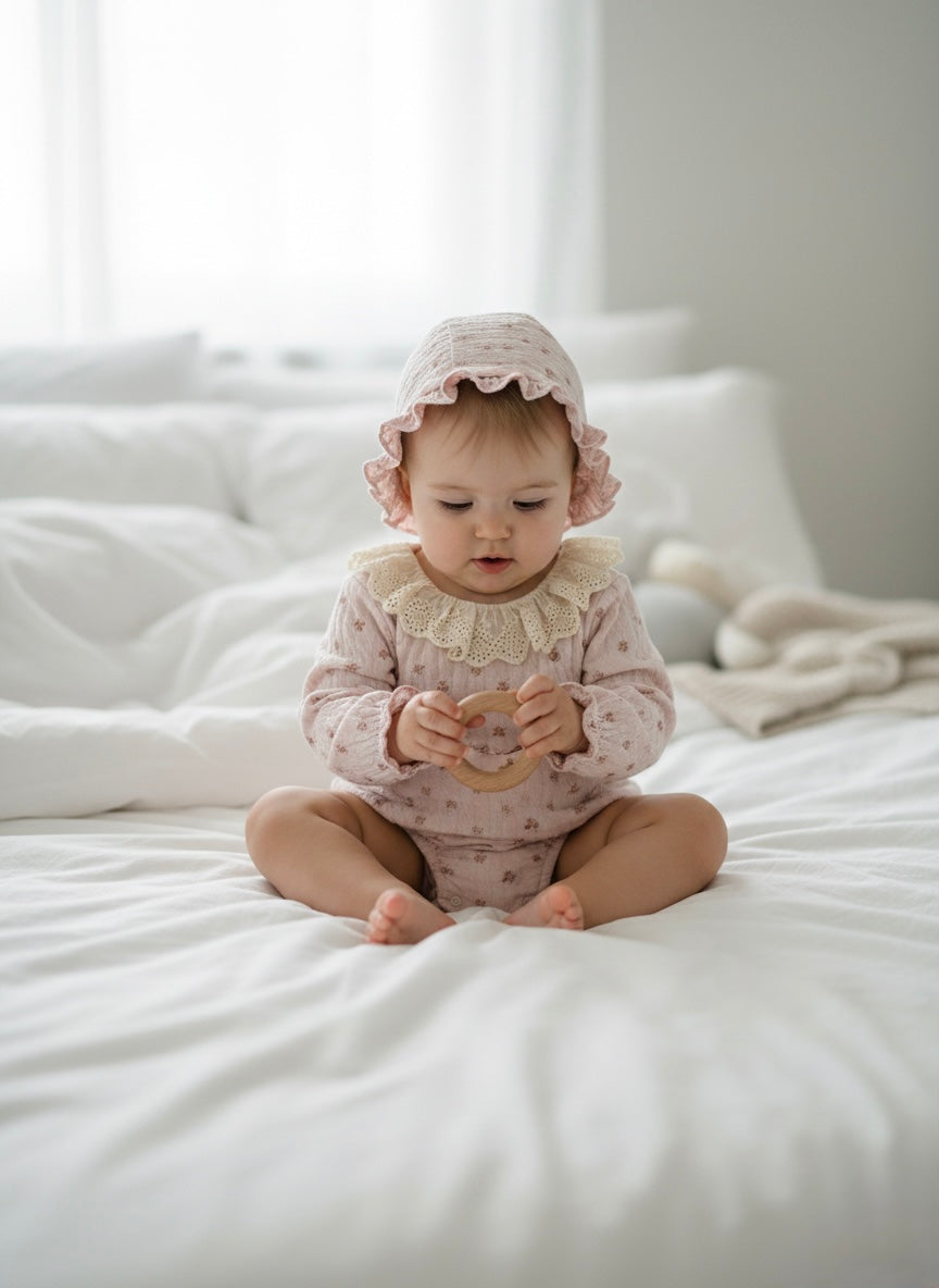 Blush Bloom Romper & Hat Set Honey and Hive