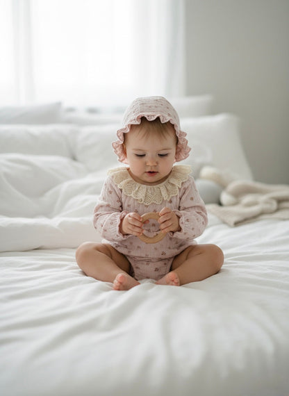 Blush Bloom Romper & Hat Set Honey and Hive