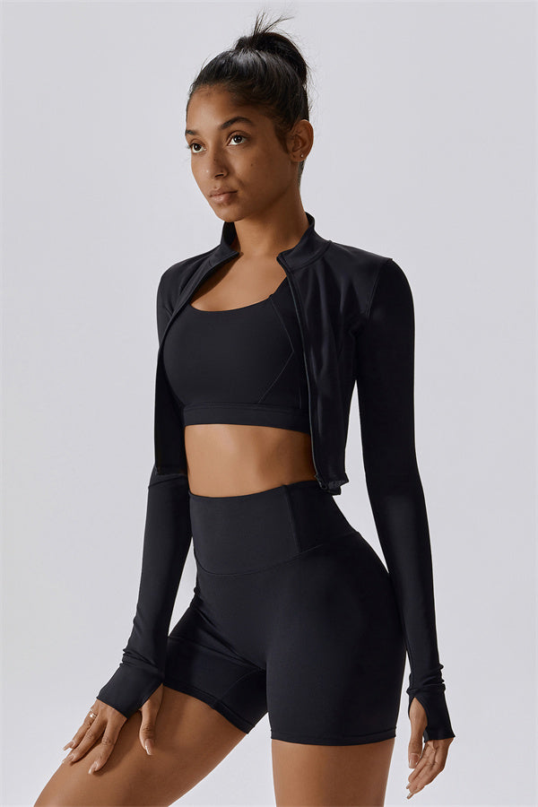 The Eloise Jacket Sports Bra Shorts 3-Piece Set Fitglutes Activewear Gymwear Sportswear & Workout Clothes