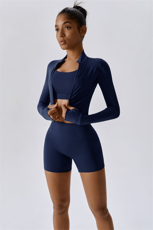 The Eloise Jacket Sports Bra Shorts 3-Piece Set Fitglutes Activewear Gymwear Sportswear & Workout Clothes