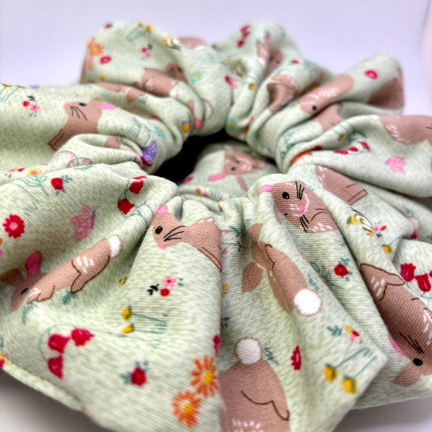Green Bunnies Easter Scrunchie Enchanted Scrunch