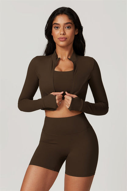 The Eloise Jacket Sports Bra Shorts 3-Piece Set Fitglutes Activewear Gymwear Sportswear & Workout Clothes