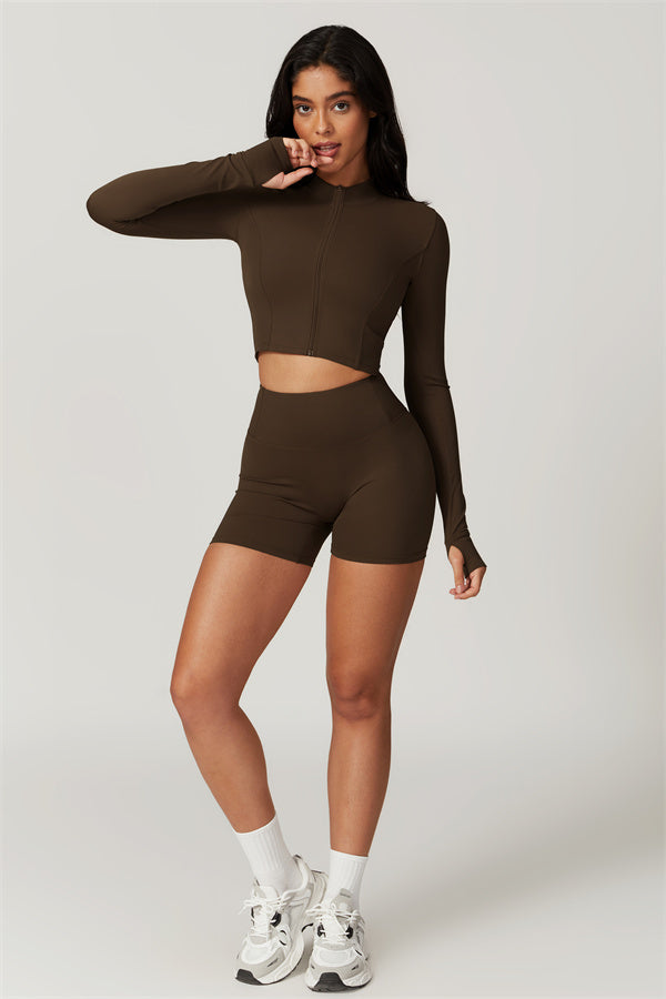 The Eloise Jacket Sports Bra Shorts 3-Piece Set Fitglutes Activewear Gymwear Sportswear & Workout Clothes