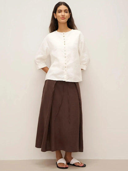 100% Linen Button-Front Drop Shoulder Shirt EASTER LINTICO