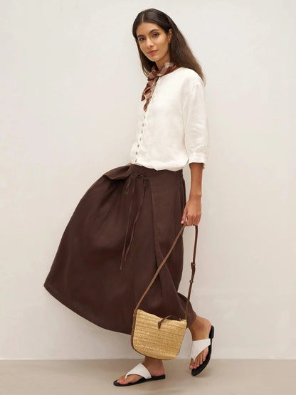 100% Linen Button-Front Drop Shoulder Shirt EASTER LINTICO