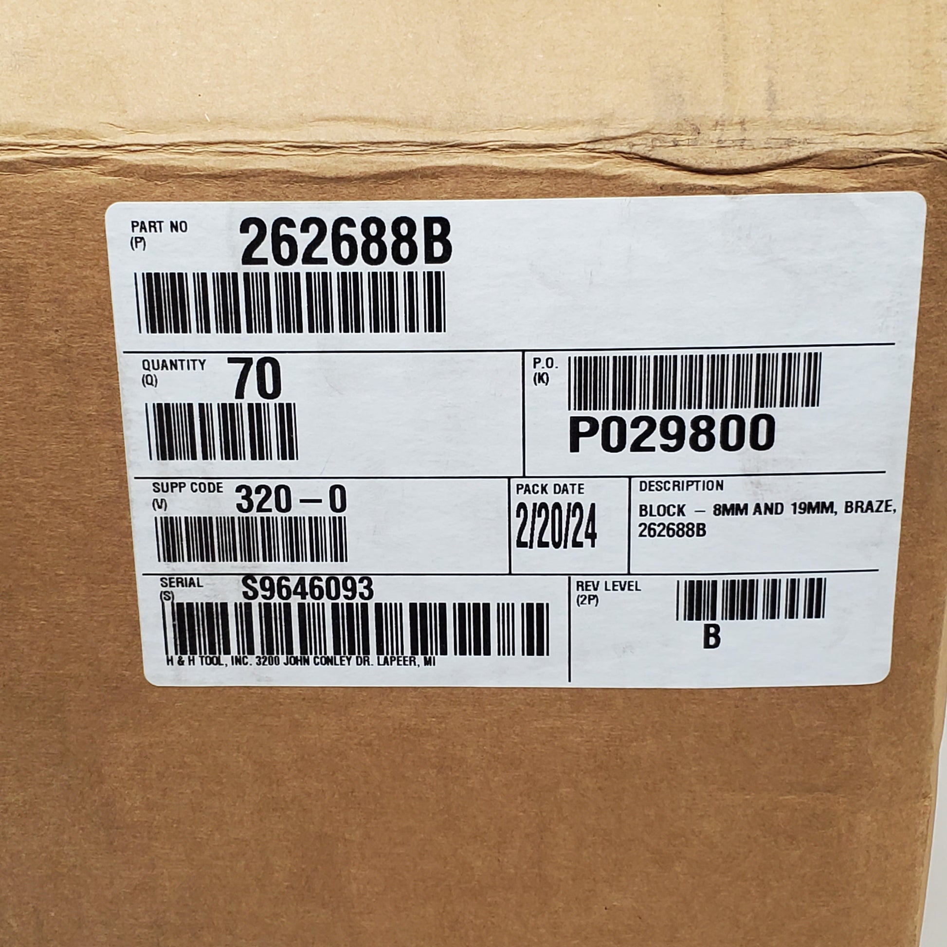 H&H TOOL INC Aluminum Braze Block 8mm & 19MM 262688B Auto Part 70 Pack 19lbs PayWut