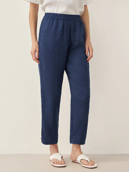 100% Linen Straight-Leg Pants with Elastic Waist PATRICE LINTICO