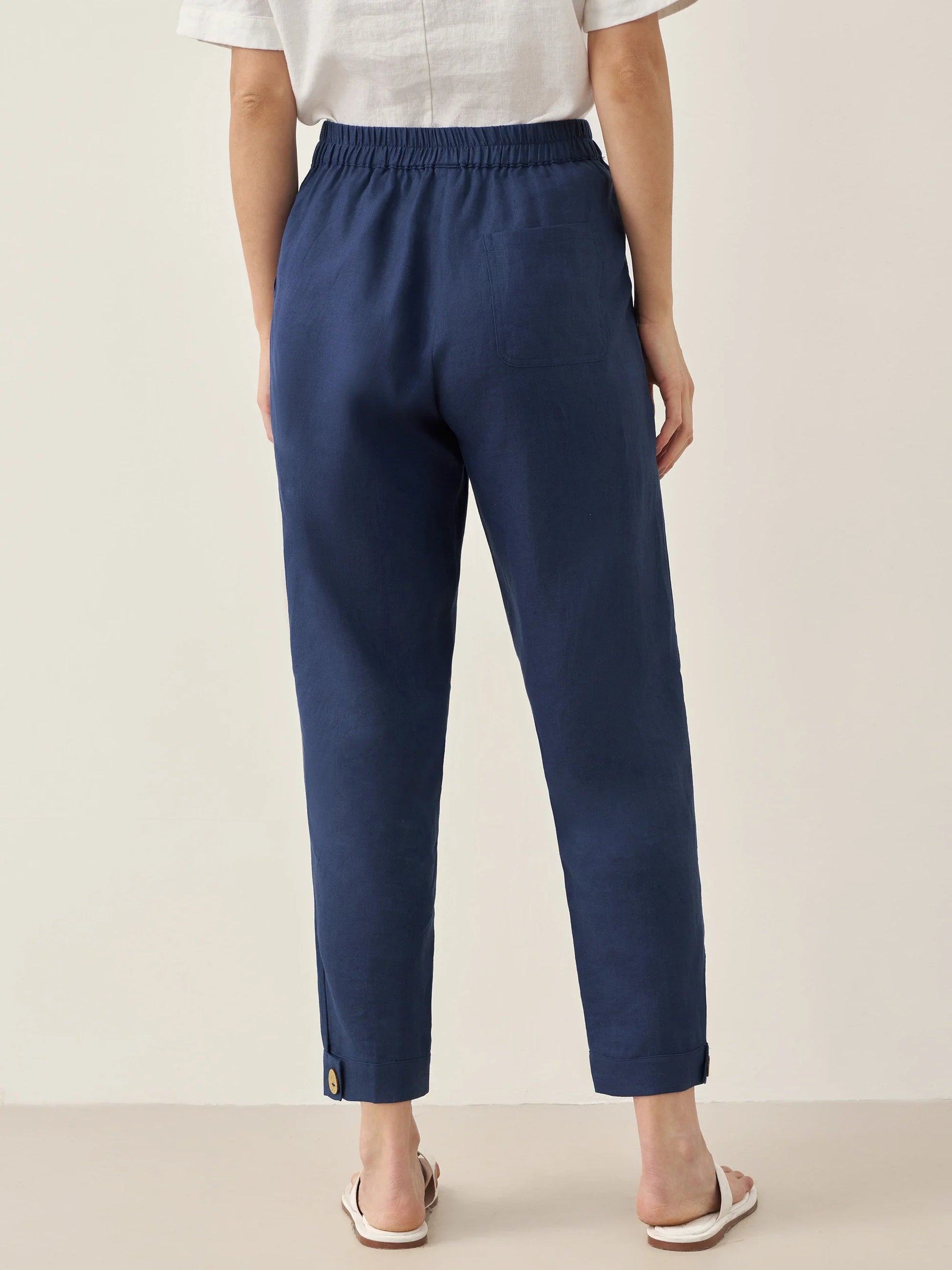 100% Linen Straight-Leg Pants with Elastic Waist PATRICE LINTICO