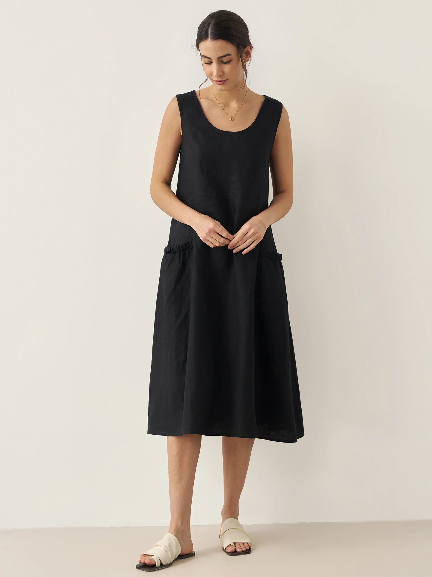 100% Linen Swing Beach Tank Dress GIANA LINTICO