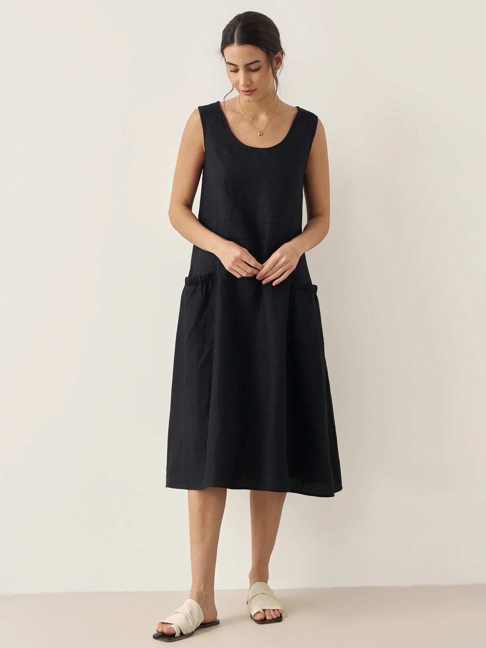 100% Linen Swing Beach Tank Dress GIANA LINTICO