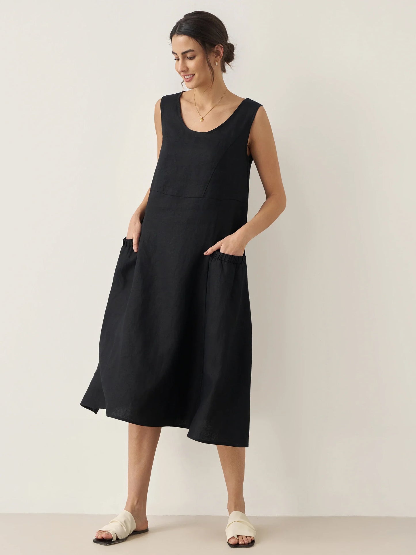 100% Linen Swing Beach Tank Dress GIANA LINTICO