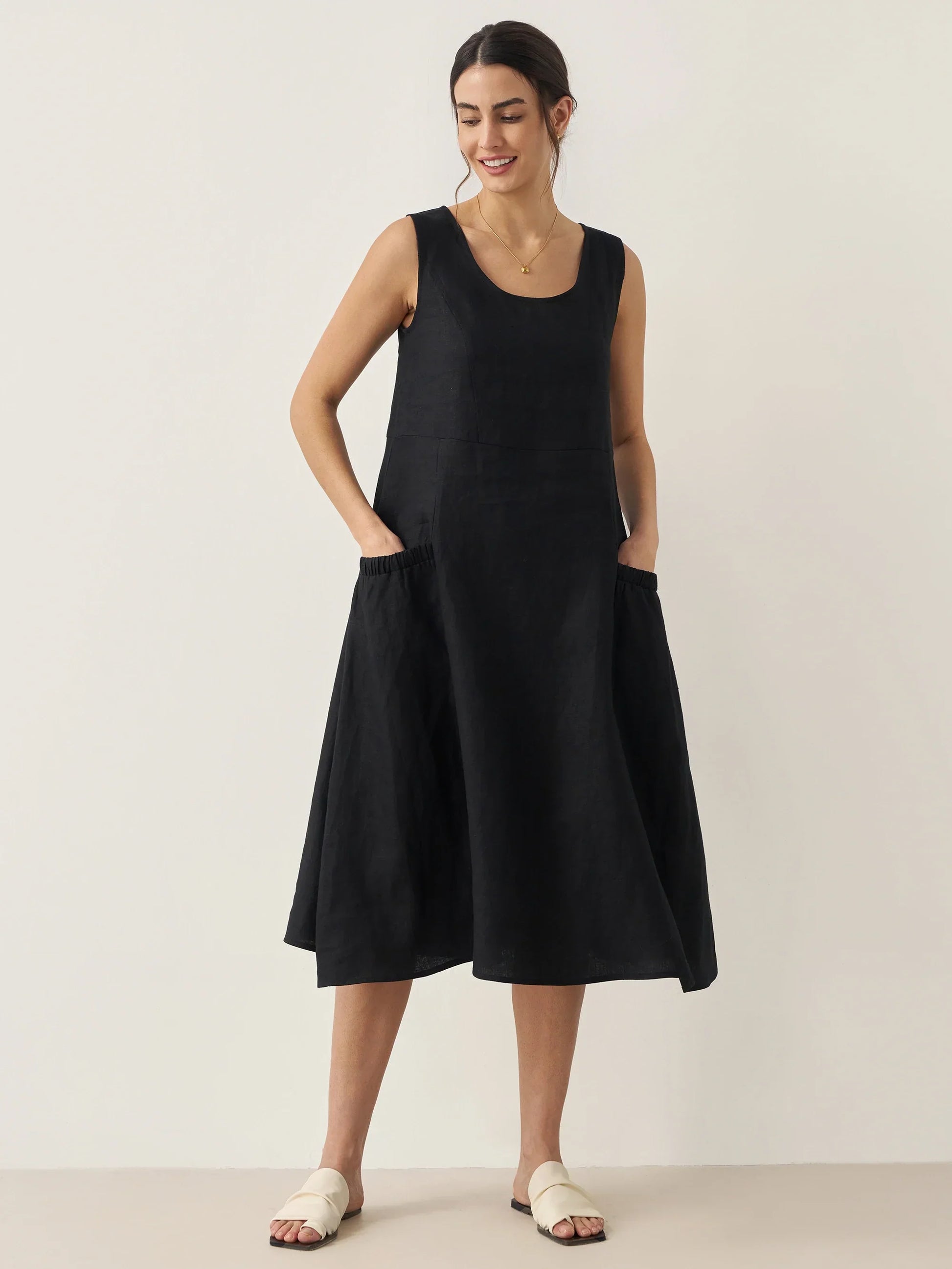 100% Linen Swing Beach Tank Dress GIANA LINTICO