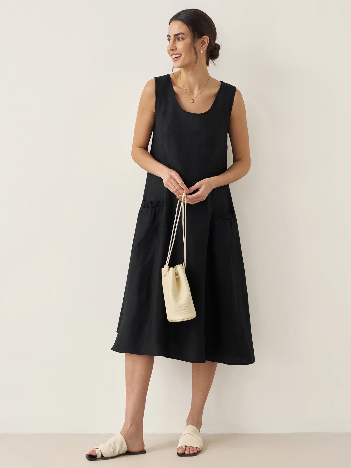 100% Linen Swing Beach Tank Dress GIANA LINTICO