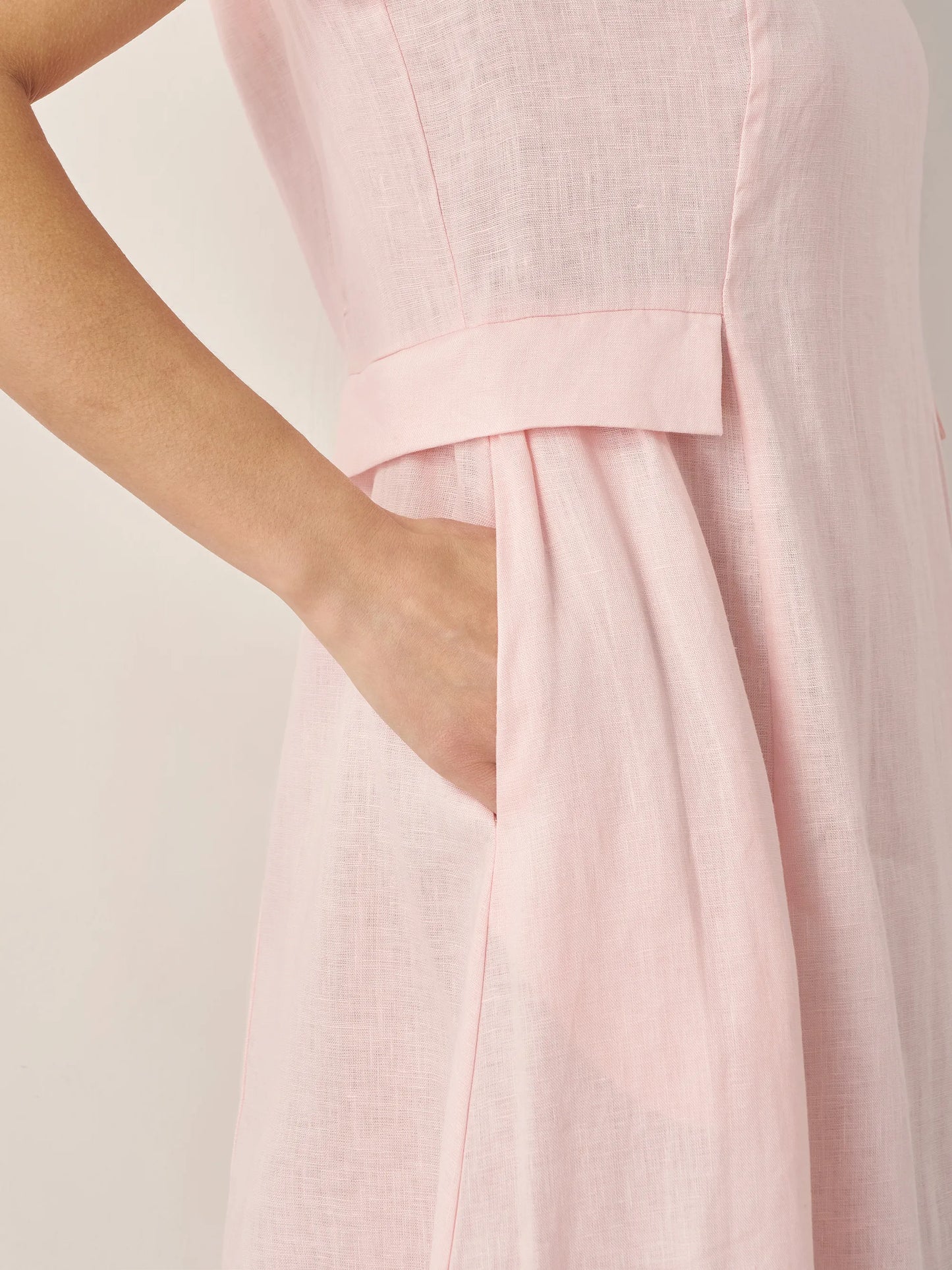 100% Linen Natural Summer V-Neck Dress ALEXA LINTICO
