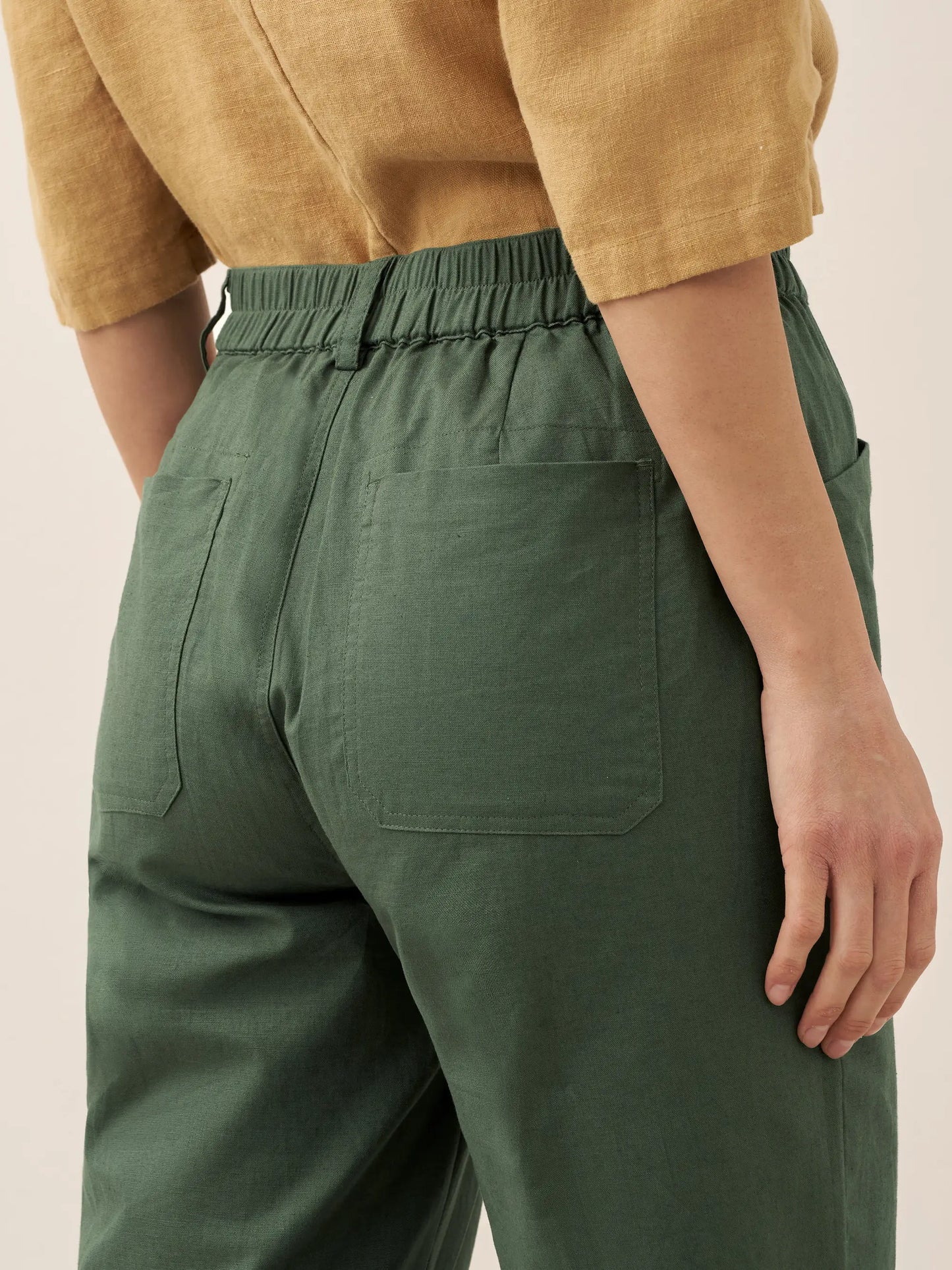 Linen Simple Button Fly Trousers HEIDI LINTICO