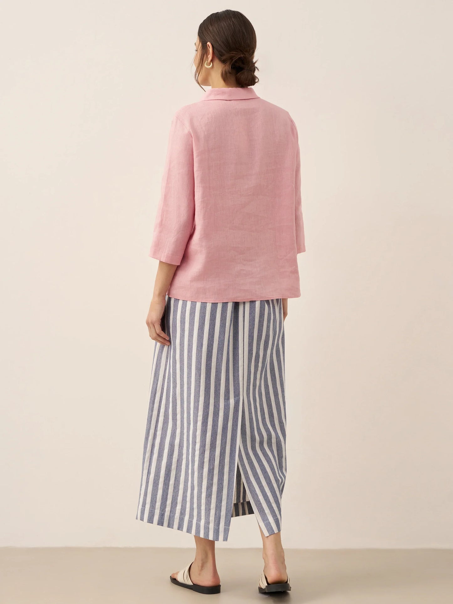 Linen Striped Drawstring Skirt ELISE LINTICO