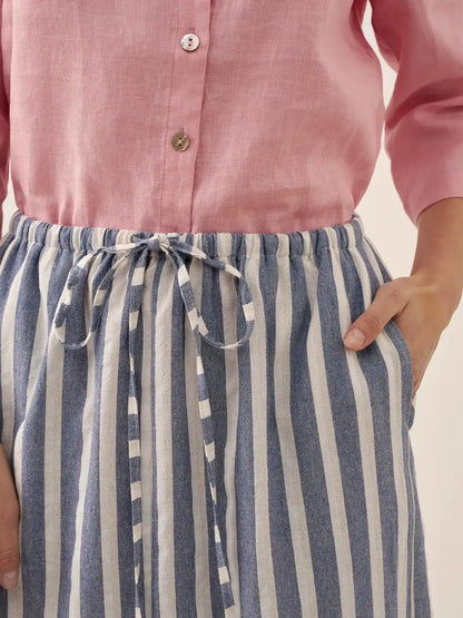 Linen Striped Drawstring Skirt ELISE LINTICO