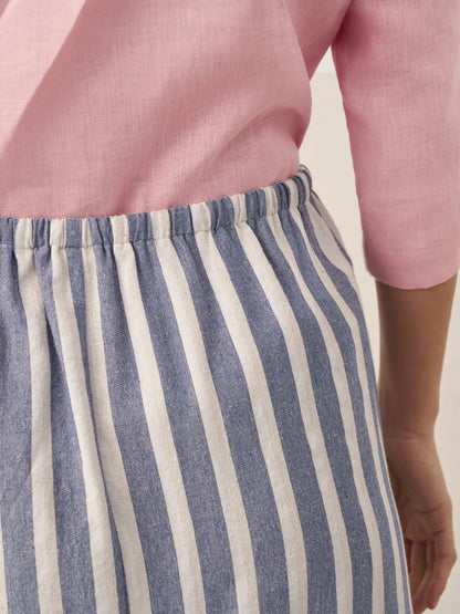 Linen Striped Drawstring Skirt ELISE LINTICO