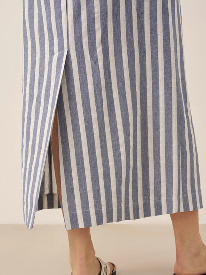 Linen Striped Drawstring Skirt ELISE LINTICO