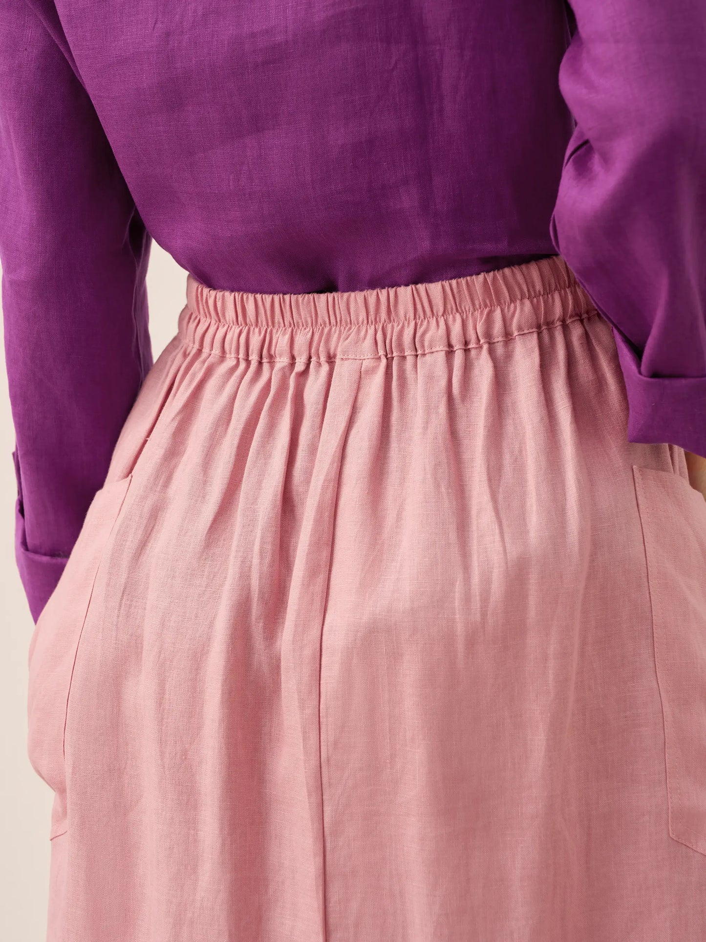 100% Linen Elastic Waist Skirt MARINA LINTICO