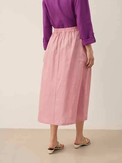 100% Linen Elastic Waist Skirt MARINA LINTICO