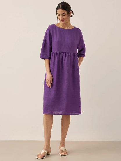 100% Linen A-Line Midi Dress VALENCIA LINTICO