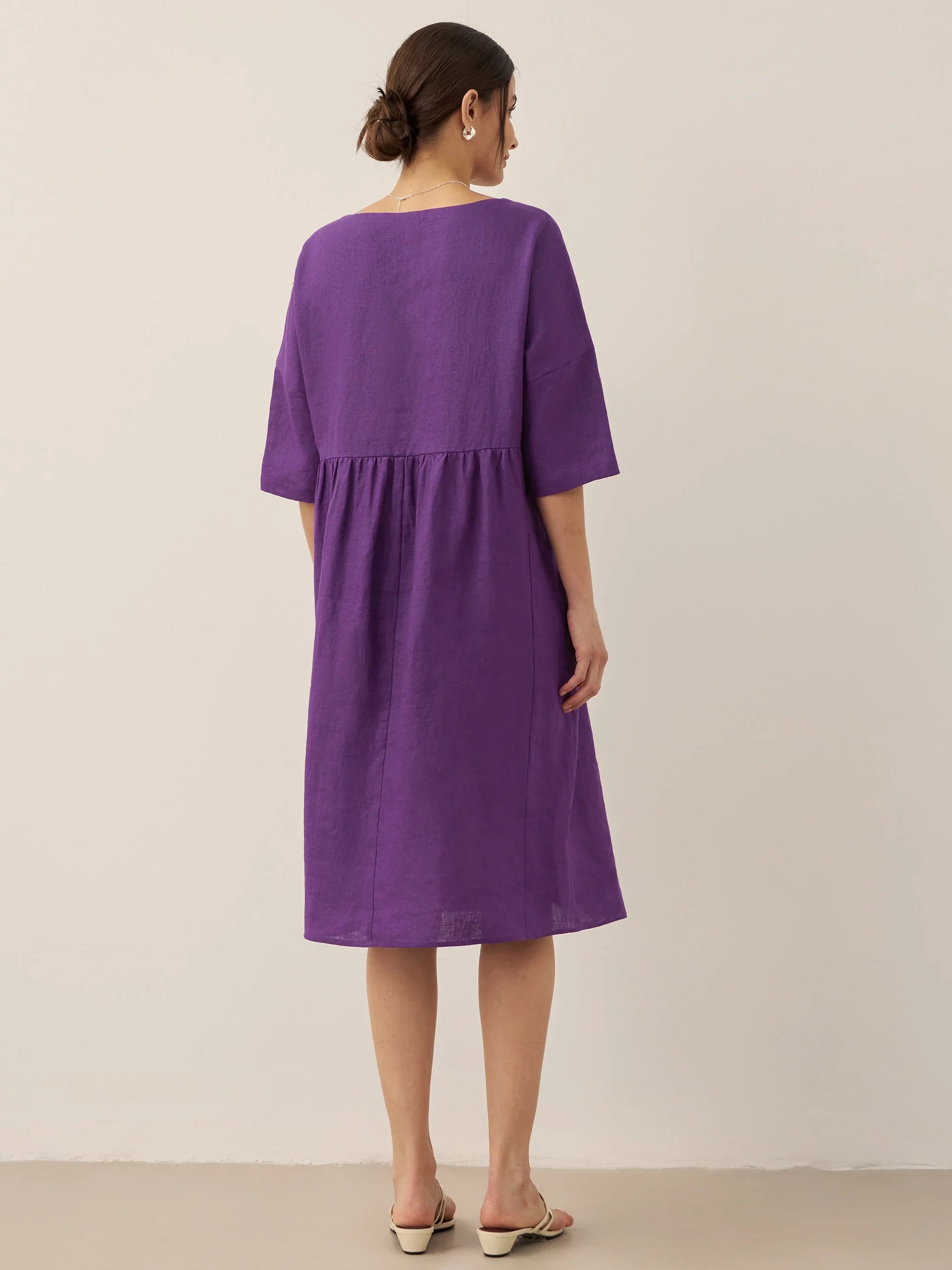 100% Linen A-Line Midi Dress VALENCIA LINTICO